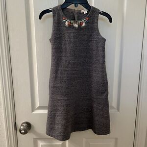 Crewcuts J Crew Jeweled Tassel Drop Waist Dress Gray Girls Size 8